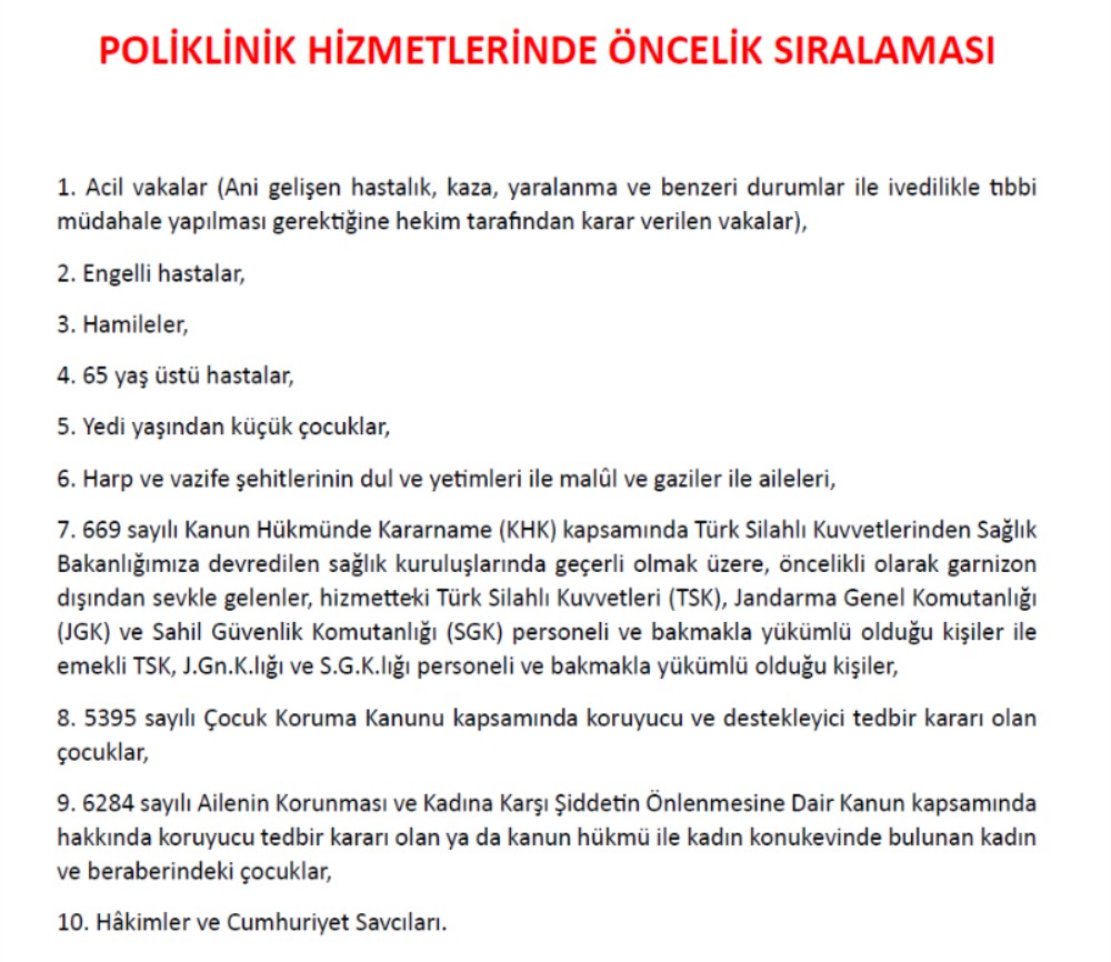 Öncelikli Hastalar